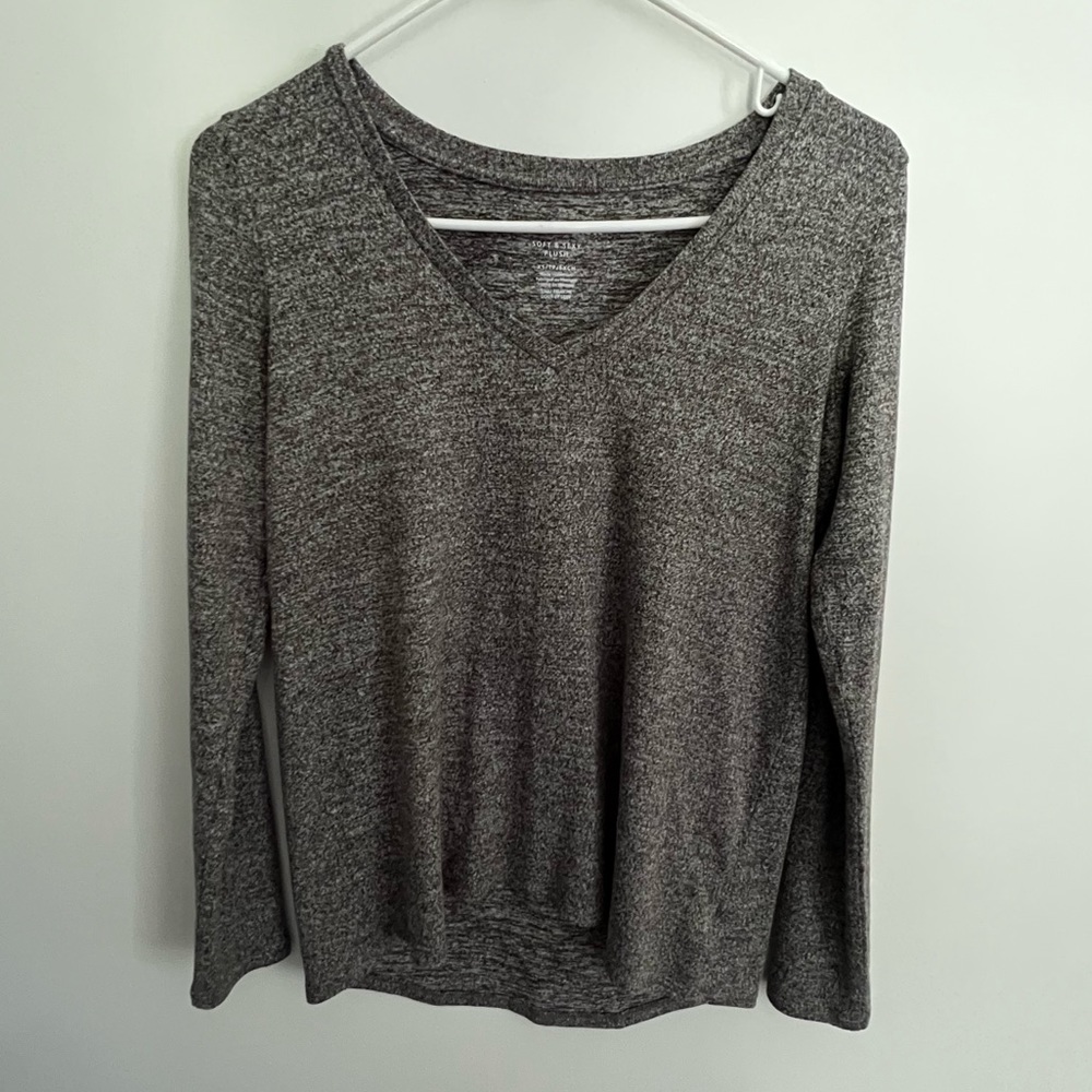 American Eagle soft and sexy plush heather grey long sleeve